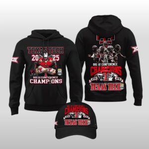 Texas Tech Red Raiders 2025 Big 12 Champions Hoodie Cap