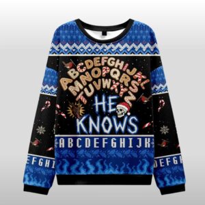 2025 Christmas He Knows Ugly Sweater