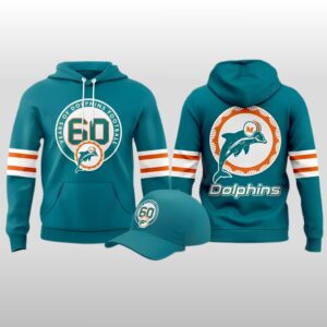 2026 Miami Dolphins 60th Anniversary Celebration Hoodie Cap