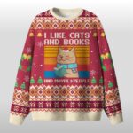 2025 Christmas I Like Cats And Books And Maybe 3 People Ugly Sweater
