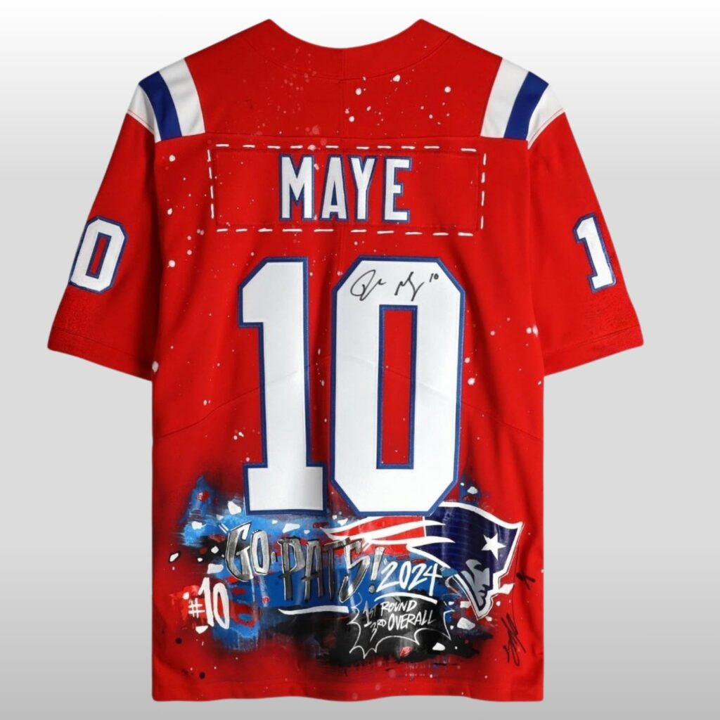 2026 Drake Maye New England Patriots Fine Art Football Jersey 2