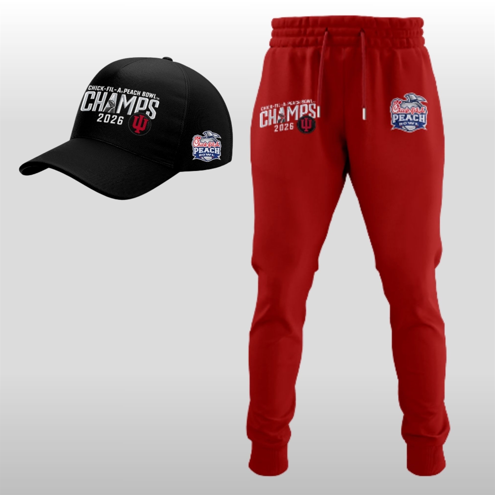 2026 Indiana Hoosiers Peach Bowl Champions Shirt Cap Joggers 4 2026 Indiana Hoosiers Peach Bowl Champions Shirt Cap Joggers - Image 4