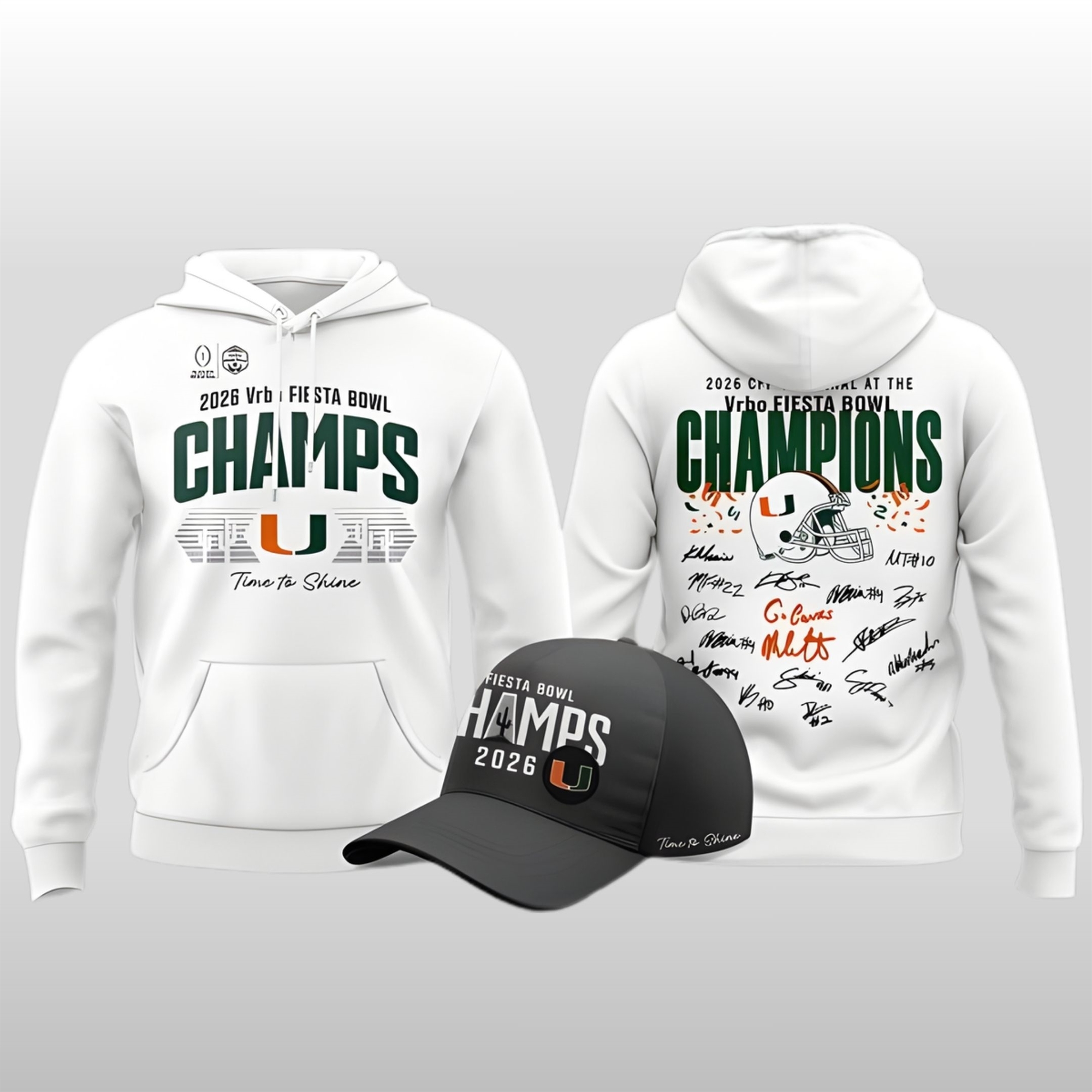 2026 Miami Hurricanes Vrbo Fiesta Bowl Champions Signed Hoodie Shirt 1 2026 Miami Hurricanes Vrbo Fiesta Bowl Champions Signed Hoodie Shirt