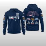 2026 New England Patriots 6 Time Champions Patch Throwback Hoodie