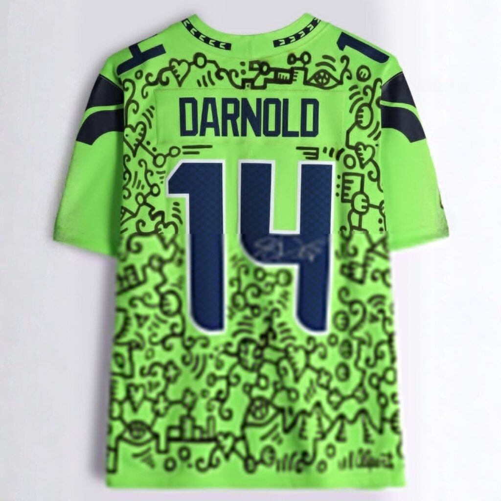 2026 Seattle Seahawks Sam Darnold Fine Art Football Jersey 2