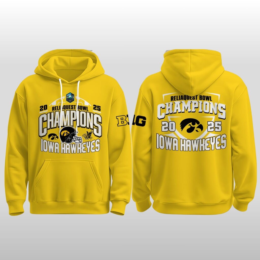 Iowa Hawkeyes ReliaQuest Bowl Champions Hoodie Shirt Joggers Cap 2