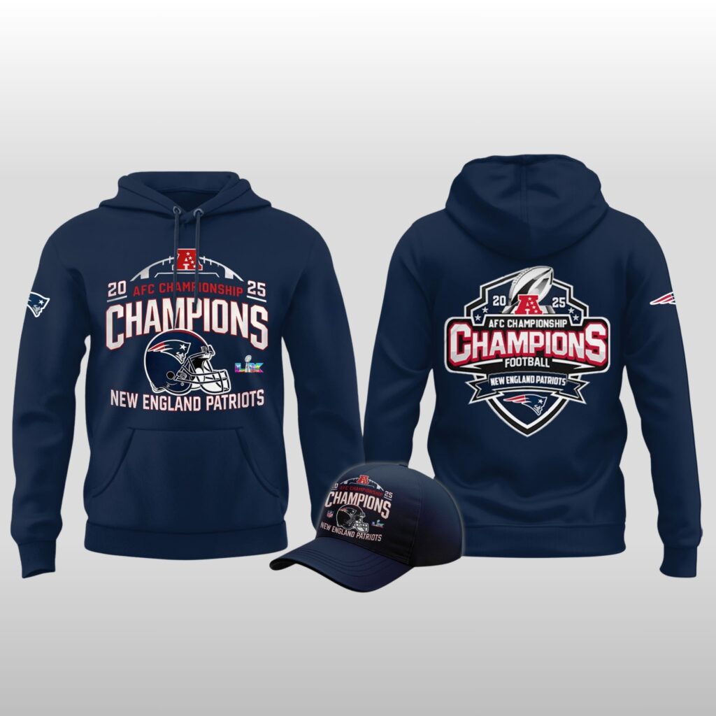NE Patriots AFC Conference Champions Hoodie Shirt Cap 2