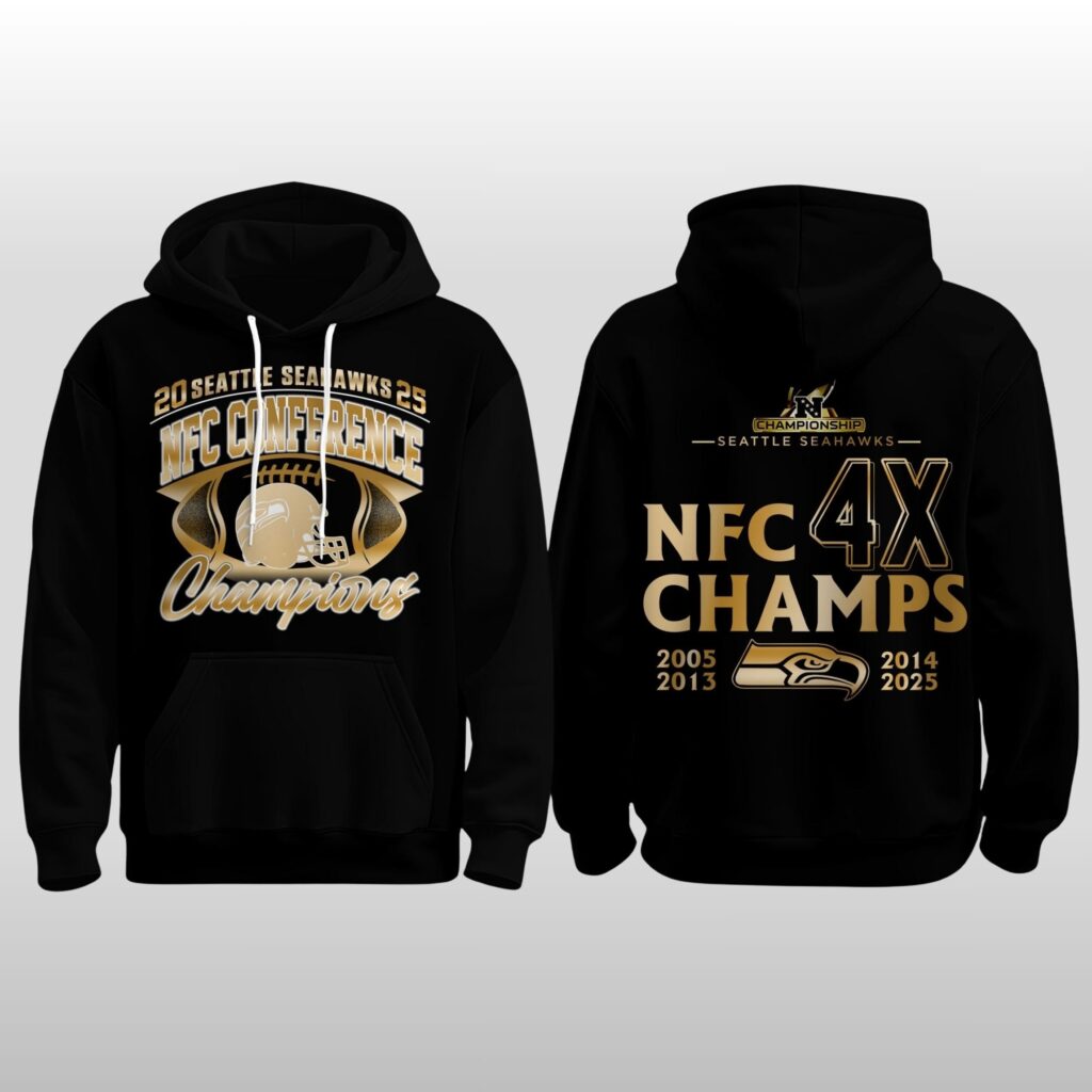 Seattle Seahawks NFC Conference Champions 4X Hoodie Shirt 2