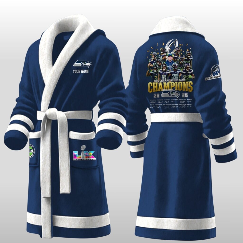 Seattle Seahawks NFC National Football Conference Champions Game Fleece Bathrobe 2
