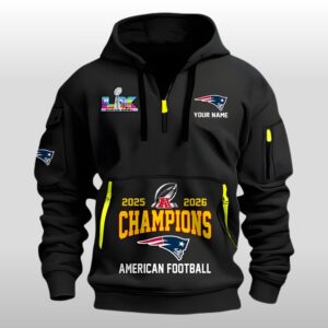 New England Patriots 2025 2026 AFC Champions Quarter Zip Hoodie