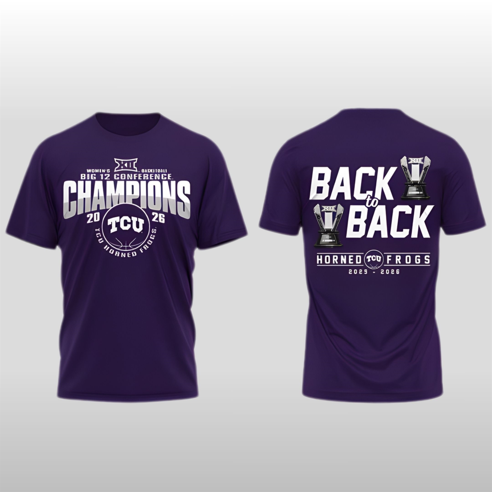 TCU Horned Frogs Big12 Champions 2026 Back2Back Hoodie Shirt 2 TCU Horned Frogs Big12 Champions 2026 Back2Back Hoodie Shirt - Image 2