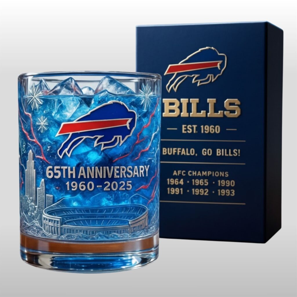 7wYZu0He 1960 2026 Buffalo Bills 65th Anniversary Whiskey Glass 2