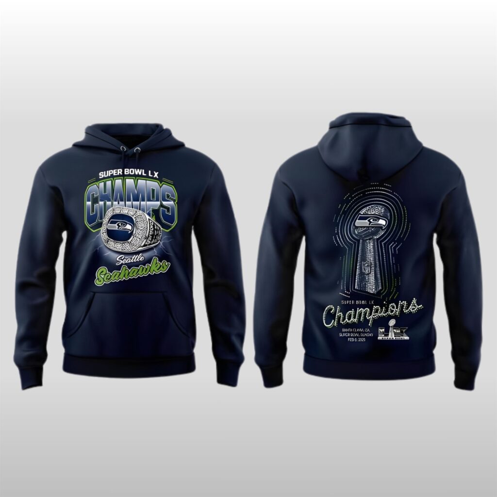 DaxvOES7 2026 Seattle Seahawks Super Bowl LX Champions Diamond Ring Hoodie Shirt 2