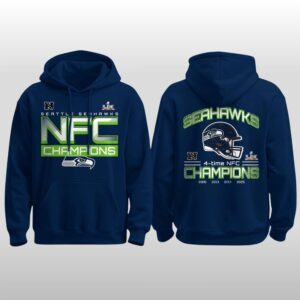 2026 Seattle Seahawks 4 Time NFC Champions Hoodie