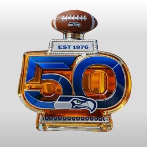 Seattle Seahawks 50 Years Est 1976 Whiskey Bottle