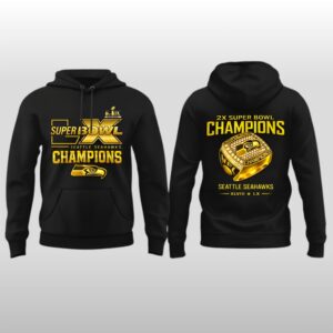 2026 Seattle Seahawks Super Bowl LX Champions Golden Diamond Ring Hoodie Shirt