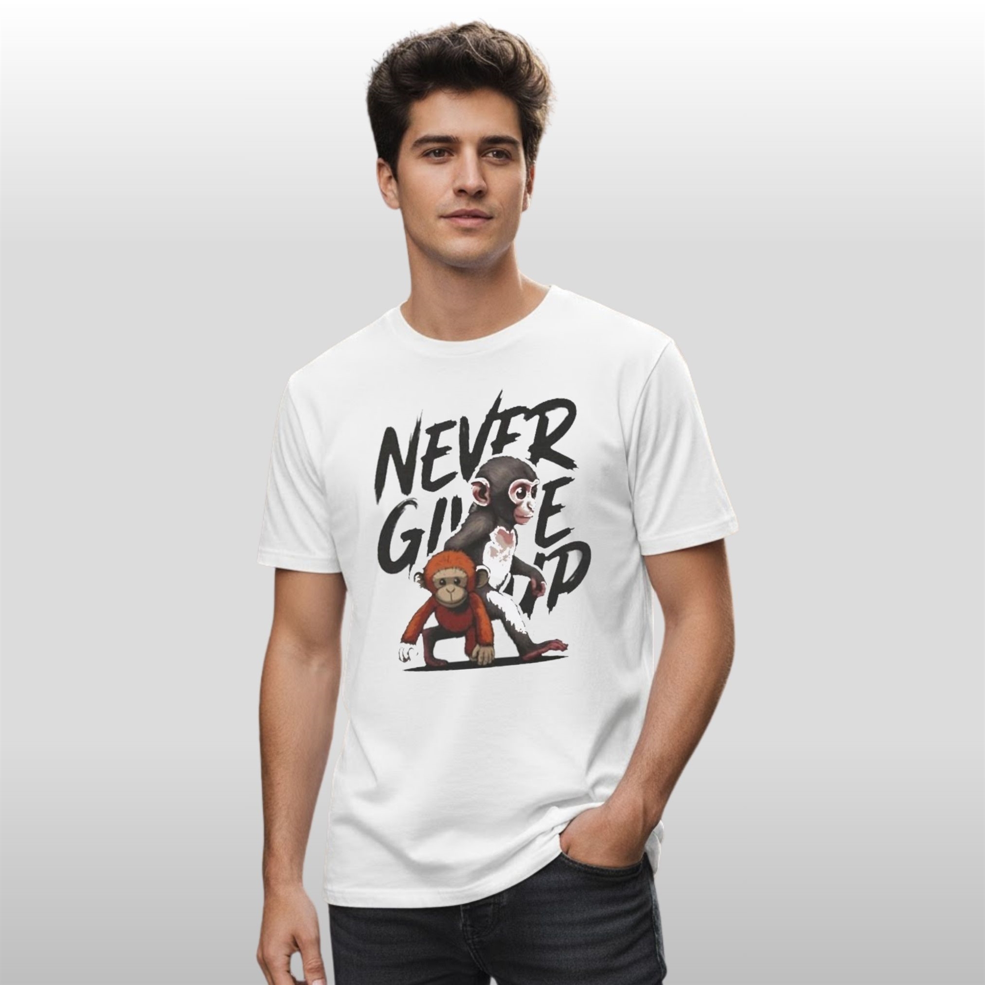 Punch The Monkey Never Give Up Shirt 3 Punch The Monkey Never Give Up Shirt - Image 3