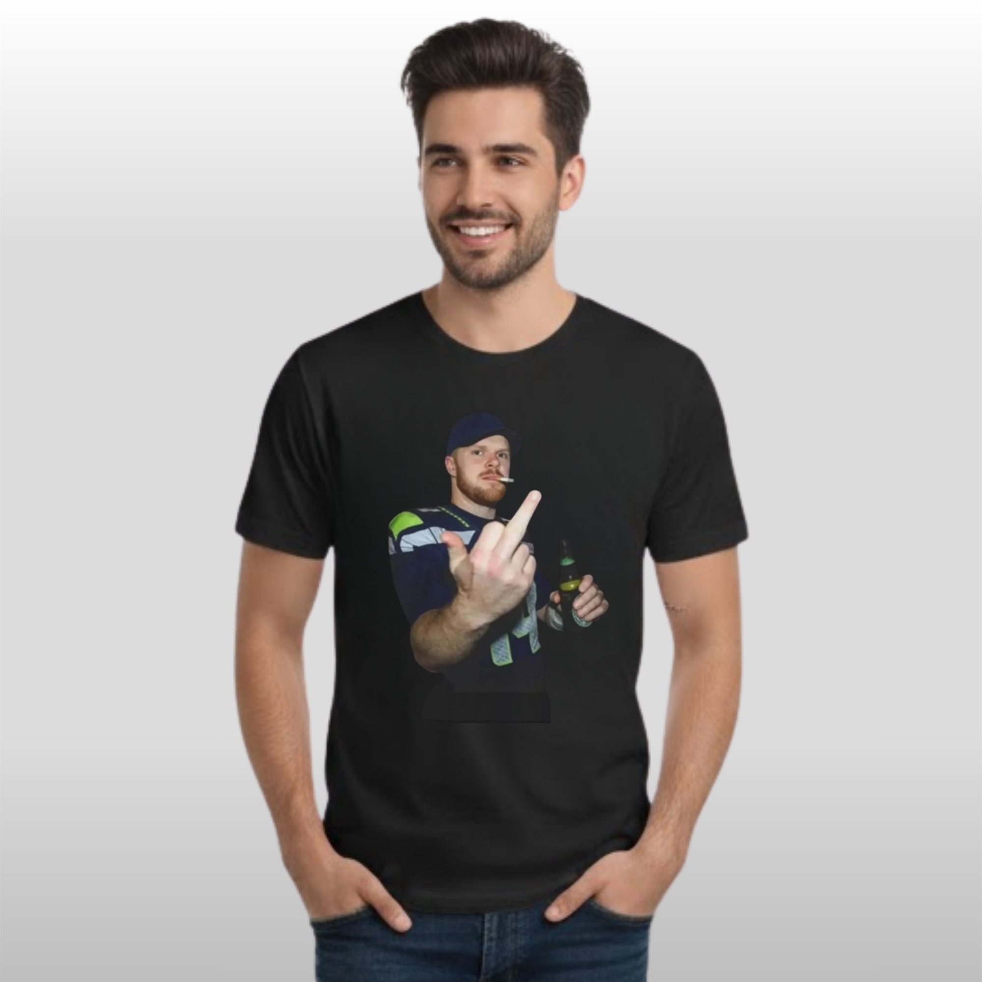 Seahawks Sam Darnold Middle Finger Shirt