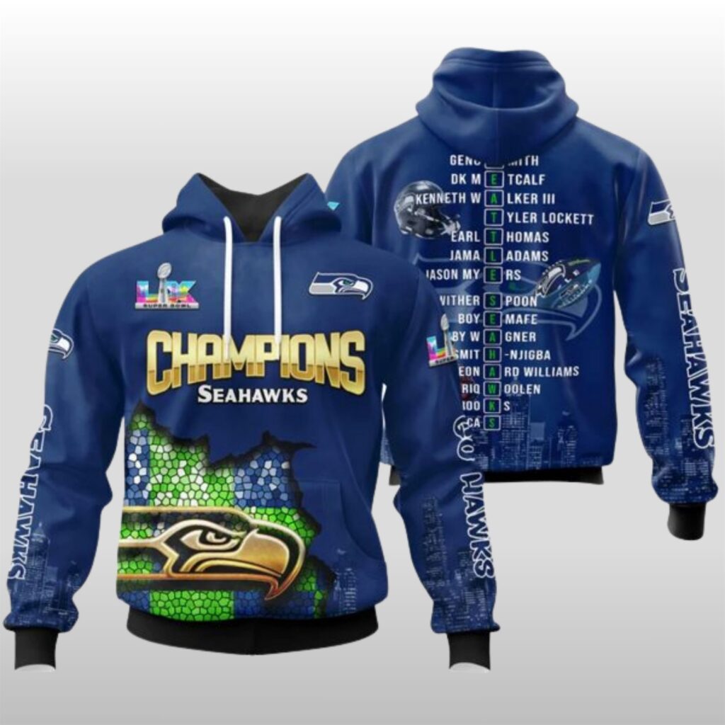 Seattle Seahawks 2026 Super Bowl LX National Champions Hoodie 2