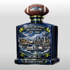 Seattle Seahawks 50th Anniversary We Are 12 Whiskey Bottle