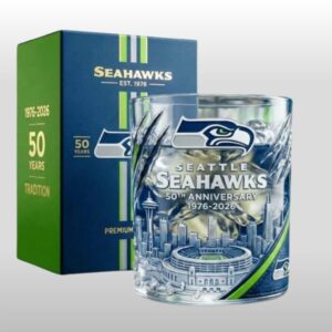 2026 Seattle Seahawks 50th Anniversary Est 1976 Whiskey Glass