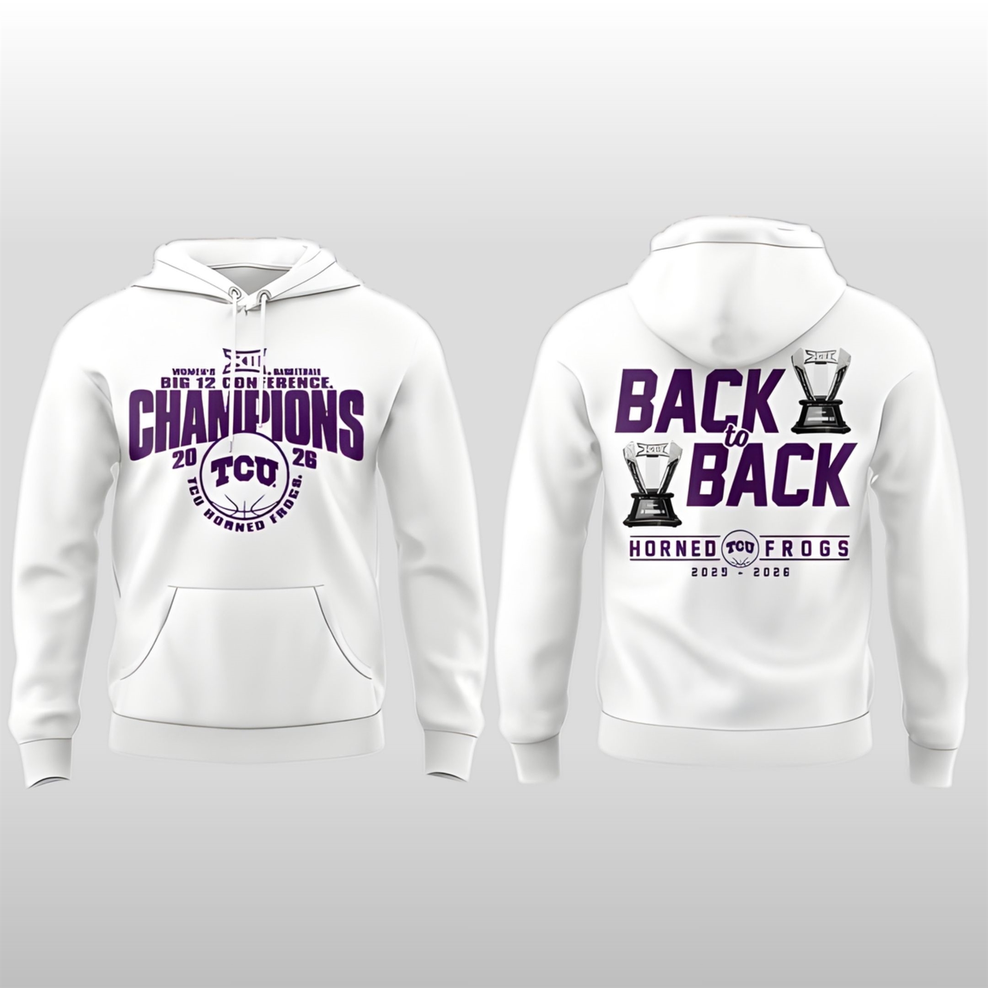 TCU Horned Frogs Big12 Champions 2026 Back2Back Hoodie Shirt 3 TCU Horned Frogs Big12 Champions 2026 Back2Back Hoodie Shirt - Image 3