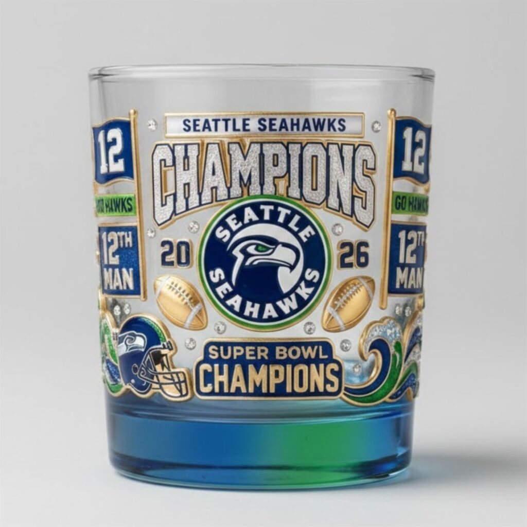 Seattle Seahawks 2026 Super Bowl Champions Whiskey Glass