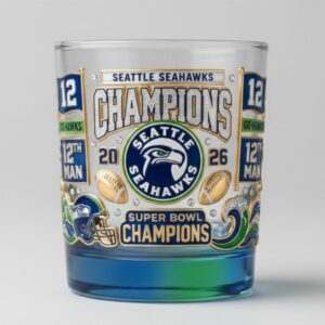 2026 Seattle Seahawks Super Bowl Champions Whiskey Glass