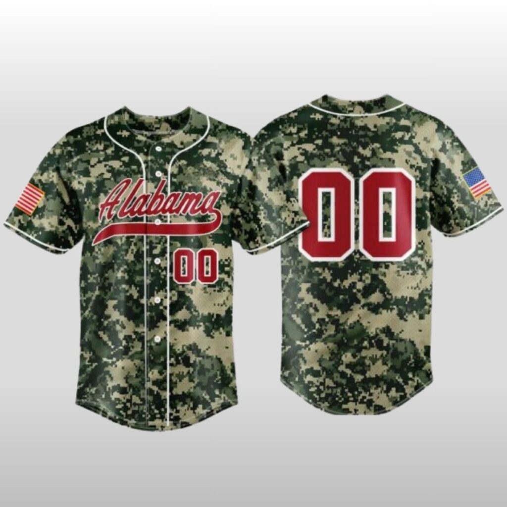 2026 Alabama Crimson Tide Digital Camo Baseball Jersey 2
