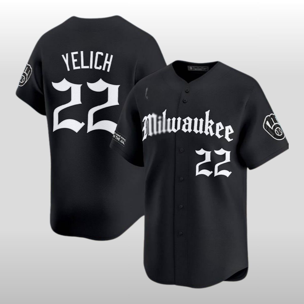 2026 Brewers Yelich 22 Gothic Baseball Jersey 1 2026 Brewers Yelich 22 Gothic Baseball Jersey