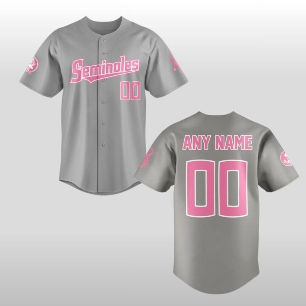 2026 Florida State Seminoles Paint it Pink Baseball Jersey 5 2026 Florida State Seminoles Paint it Pink Baseball Jersey 2