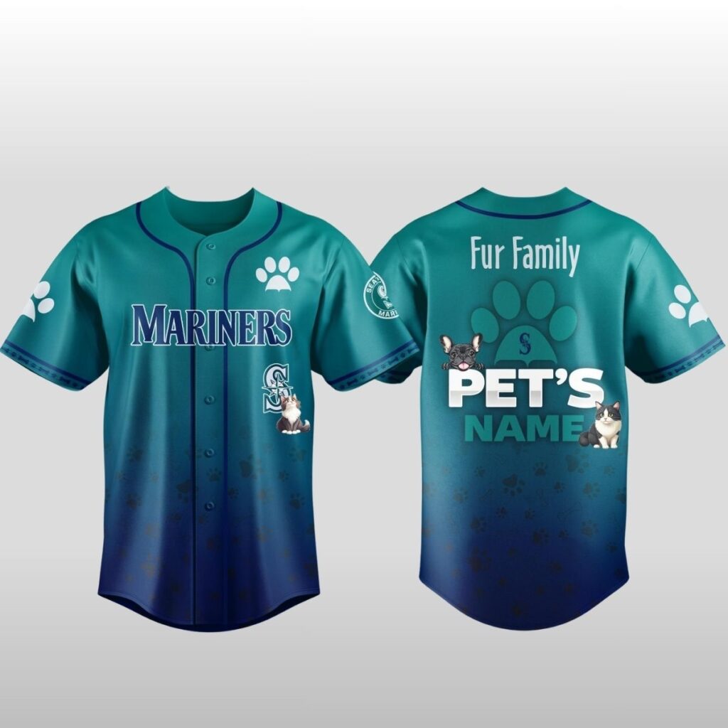 2026 Mariners x Fur Family Pet Game Night Baseball Jersey 2