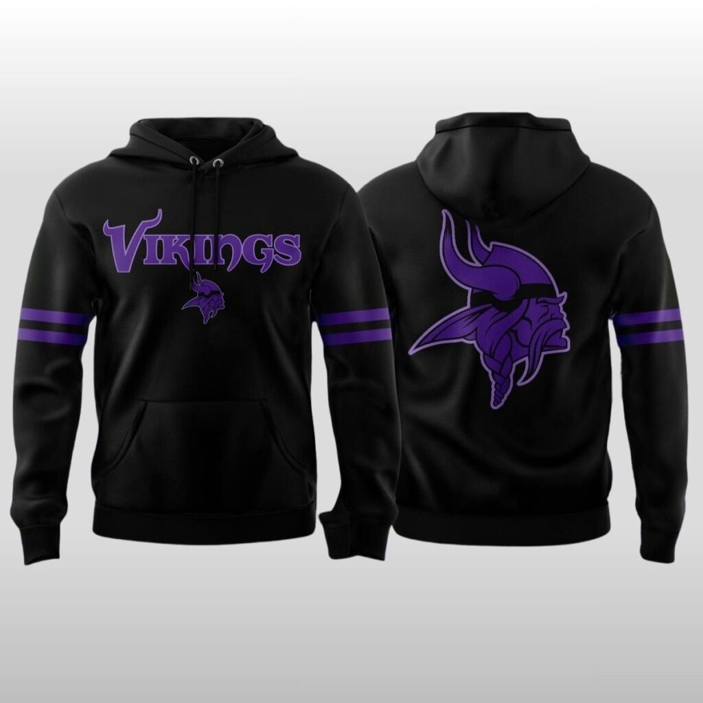 2026 Minnesota Vikings Black Out Hoodie Shirt 2