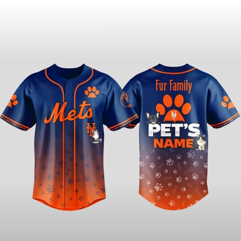 2026 NY Mets x Fur Family Pet Game Night Baseball Jersey 2
