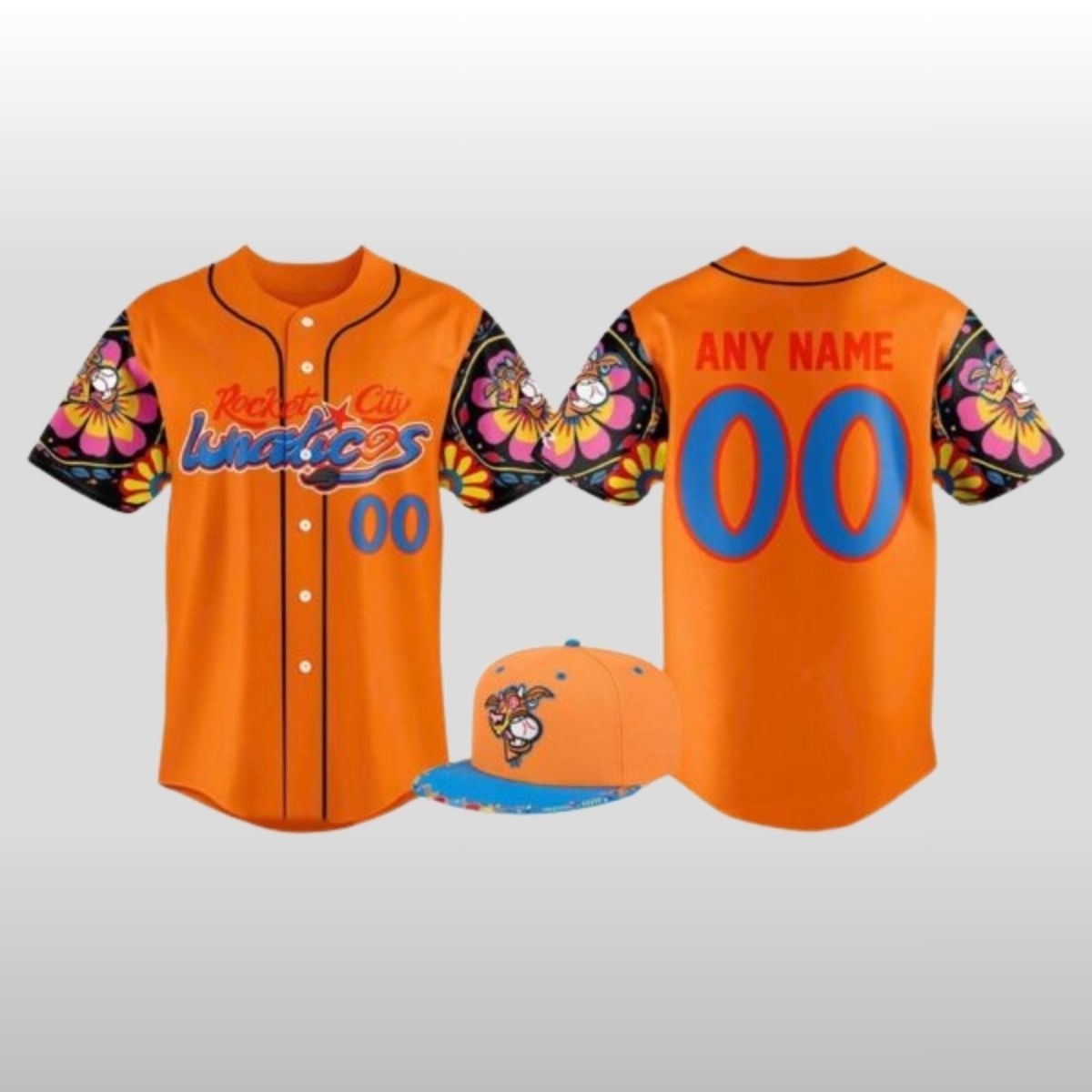 2026-Rocket-City-Lunaticos-Floral-Sleeves-Baseball-Jersey 2026 Rocket City Lunaticos Floral Sleeves Baseball Jersey