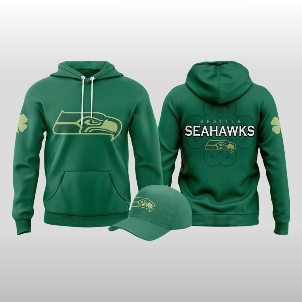 2026 Seattle Seahawks St Patrick's Day Green Celtic Luck Hoodie 2