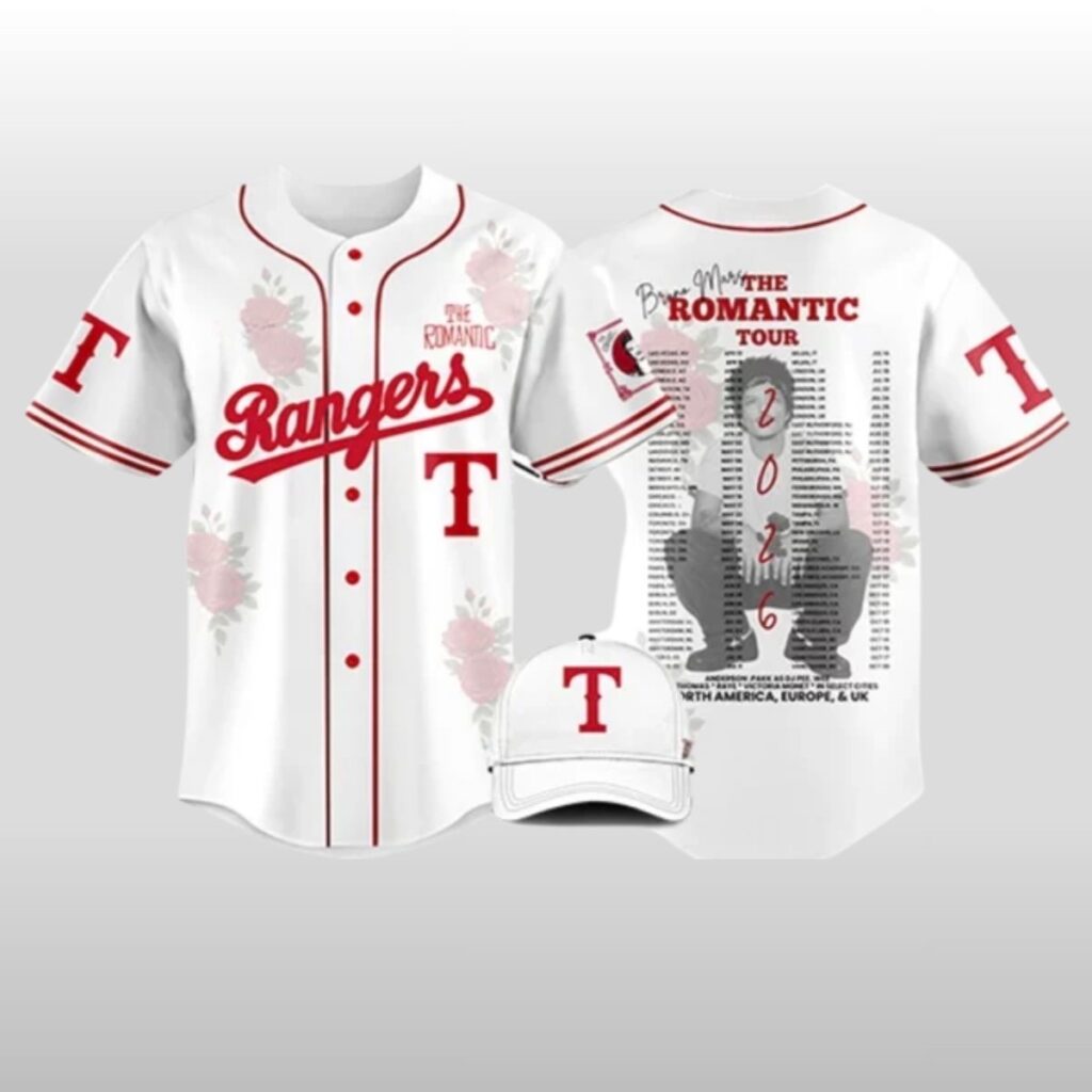 2026 Texas Rangers x Bruno Mars The Romantic Tour Baseball Jersey 2
