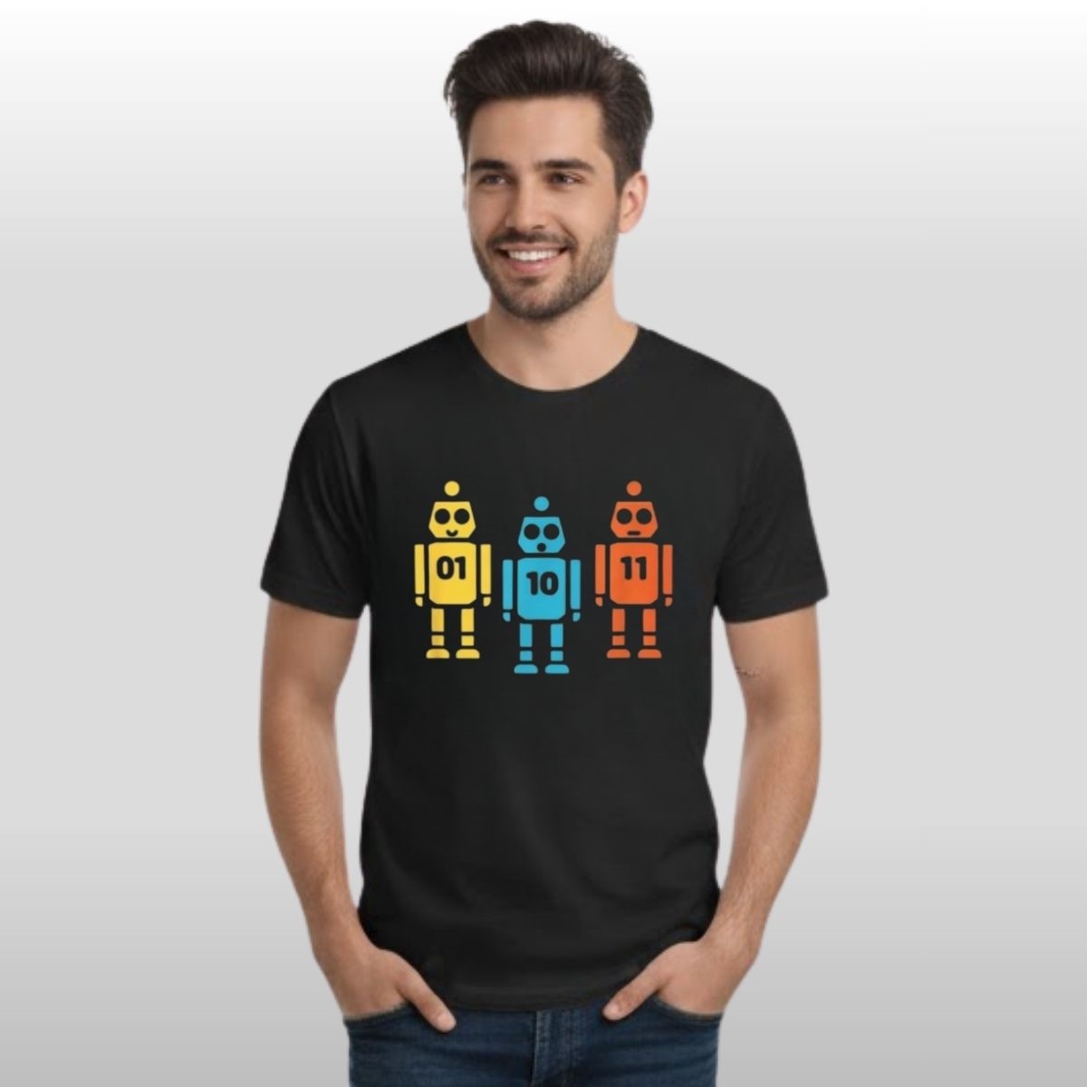 Binary 01 10 11 Robot Shirt 2 Binary 01 10 11 Robot Shirt - Image 2