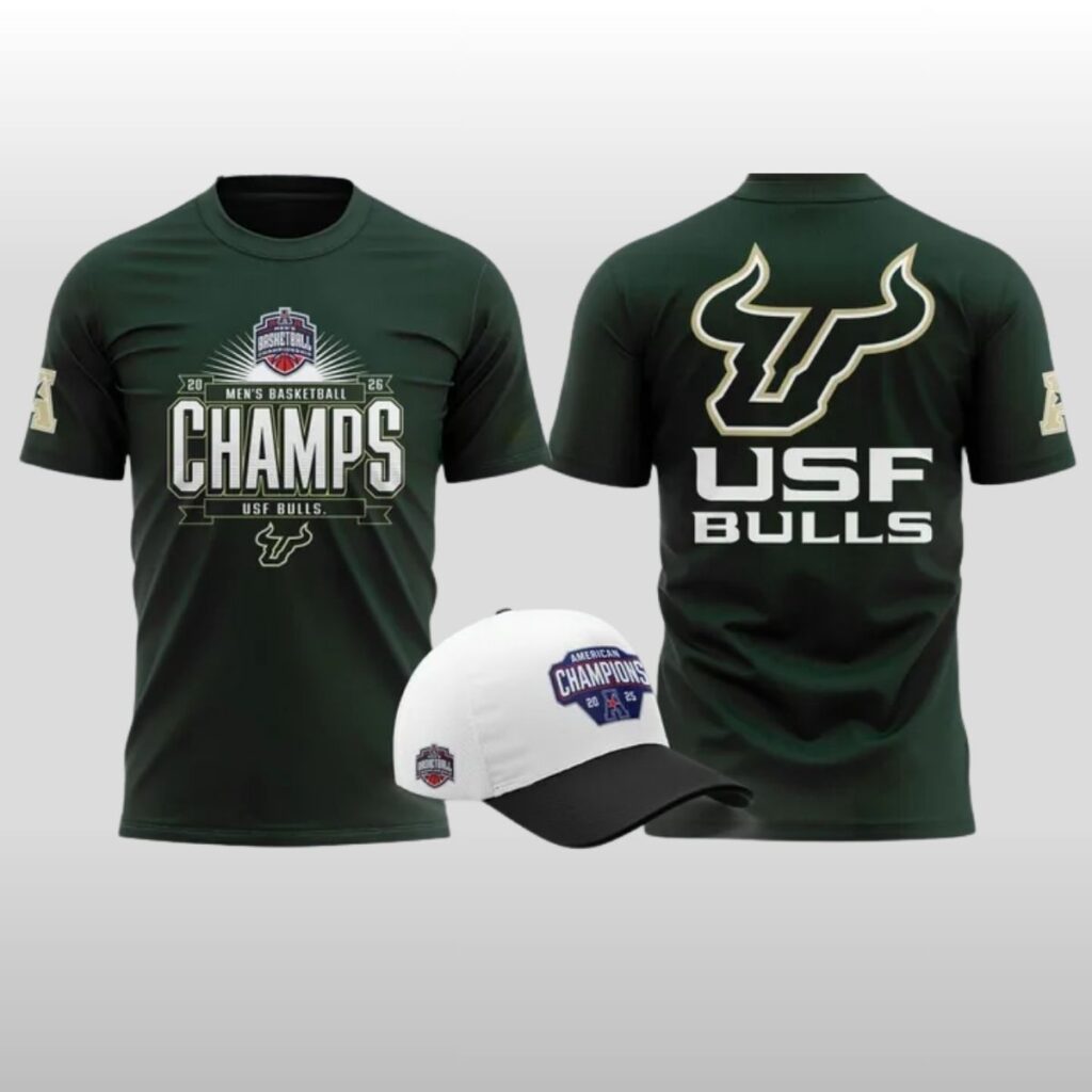 Green South Florida Bulls 2026 American Conference Men's Basketball Tournament Champions Hoodie Shirt Cap 2 Green South Florida Bulls 2026 American Conference Mens Basketball Tournament Champions Hoodie Shirt Cap 2