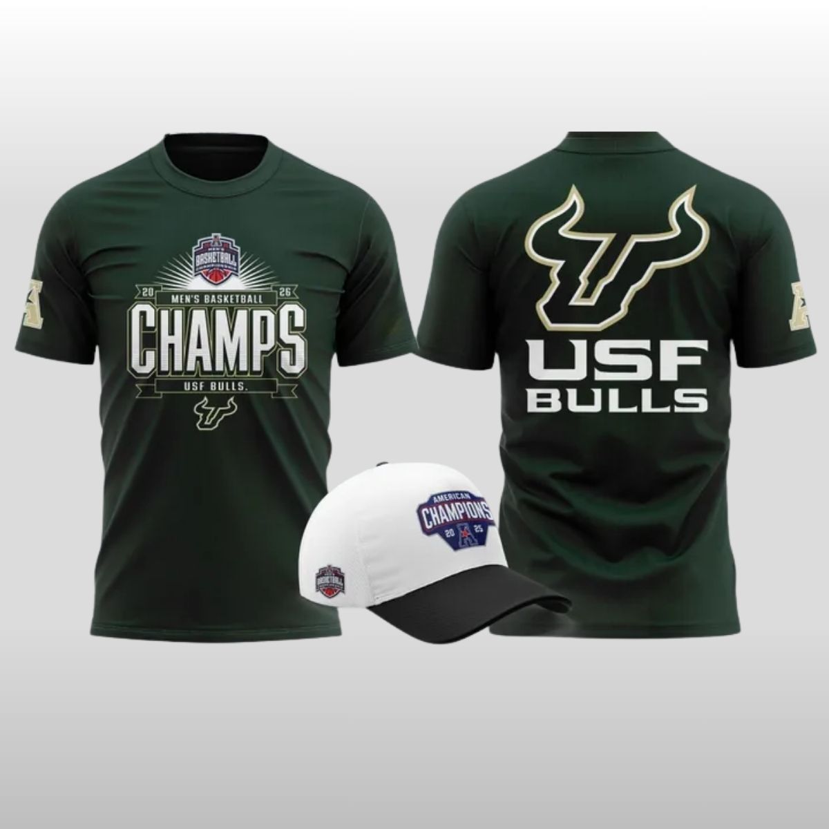 Green South Florida Bulls 2026 American Conference Men's Basketball Tournament Champions Hoodie Shirt Cap 1 Green South Florida Bulls 2026 American Conference Men's Basketball Tournament Champions Hoodie Shirt Cap