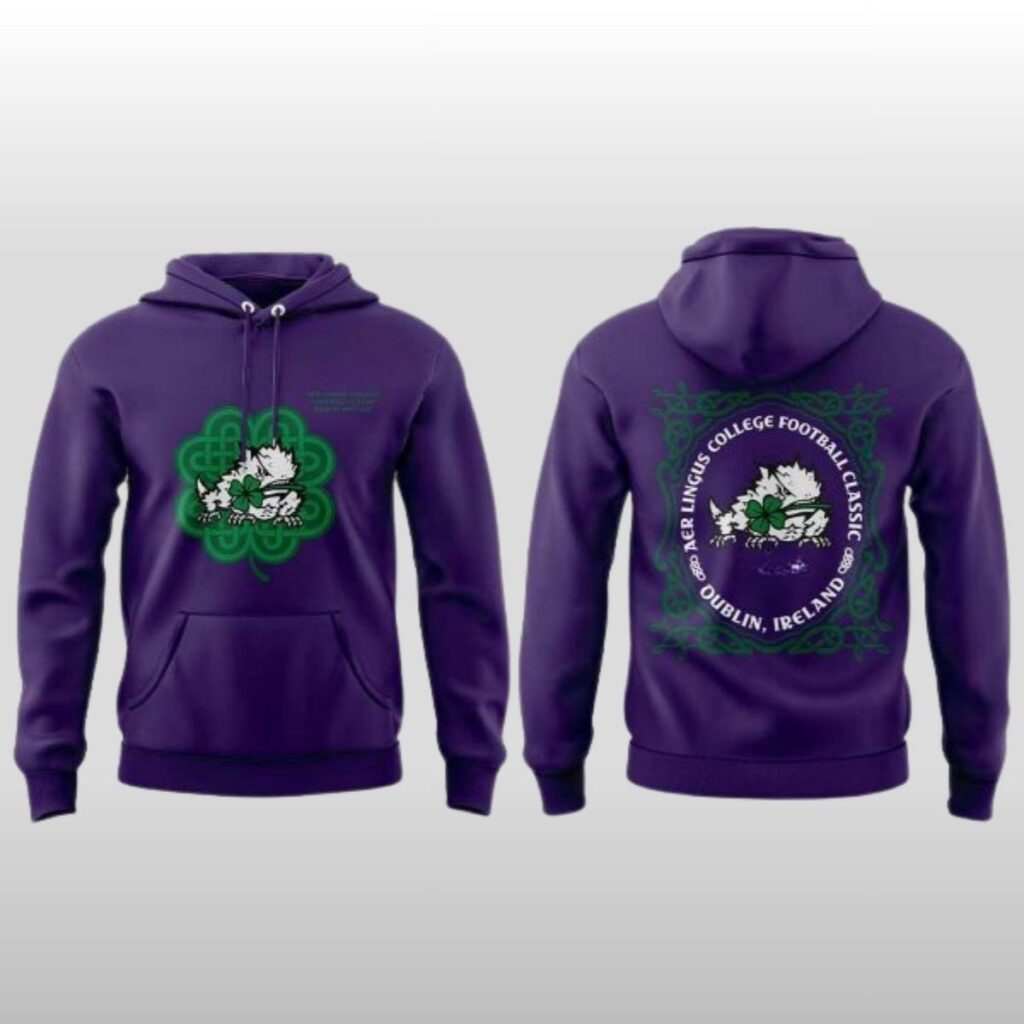RFNCKzpV 2026 TCU Horned Frogs College Football Ireland Clover Hoodie Shirt 2