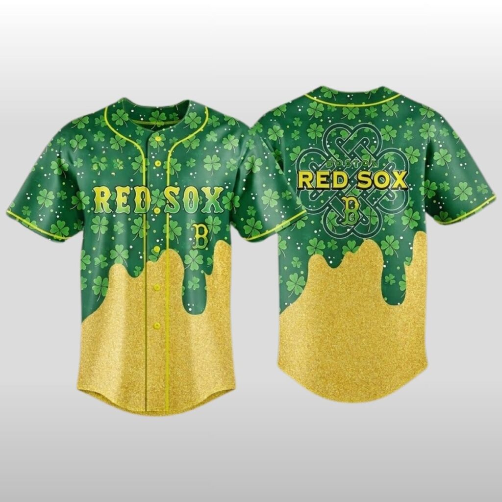 dz9Fc6cj Boston Red Sox St Patricks Day Lucky Gold Drip Jersey 2026 2