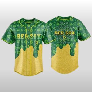 2026 Boston Red Sox St Patricks Day Lucky Gold Drip Jersey
