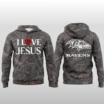 2026 Baltimore Ravens I Love Jesus Forest Camo Hoodie