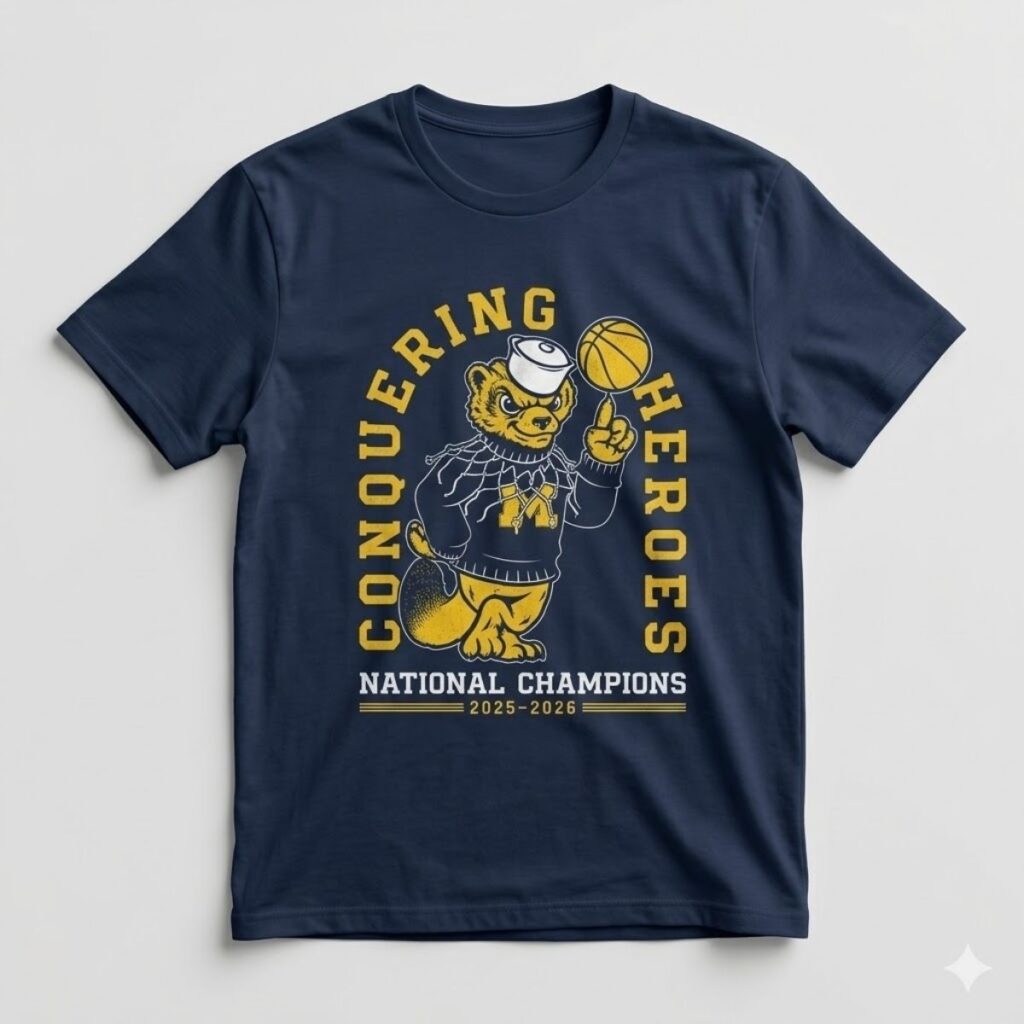 2026 Michigan Wolverines Basketball Conquering Heroes National Champions Shirt 2 2026 Michigan Wolverines Basketball Conquering Heroes National Champions Shirt 2