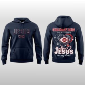 2026 Cincinnati Reds In My Veins Jesus In My Heart Hoodie
