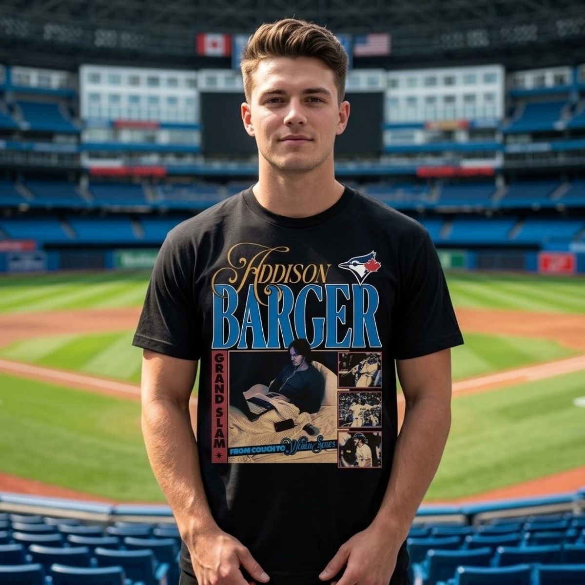 Davis Schneider Blue Jays Addison Barger Grand Slam From Couch to World Series Shirt 1 Davis Schneider Blue Jays Grand Addison Barger Slam From Couch to World Series Shirt 2