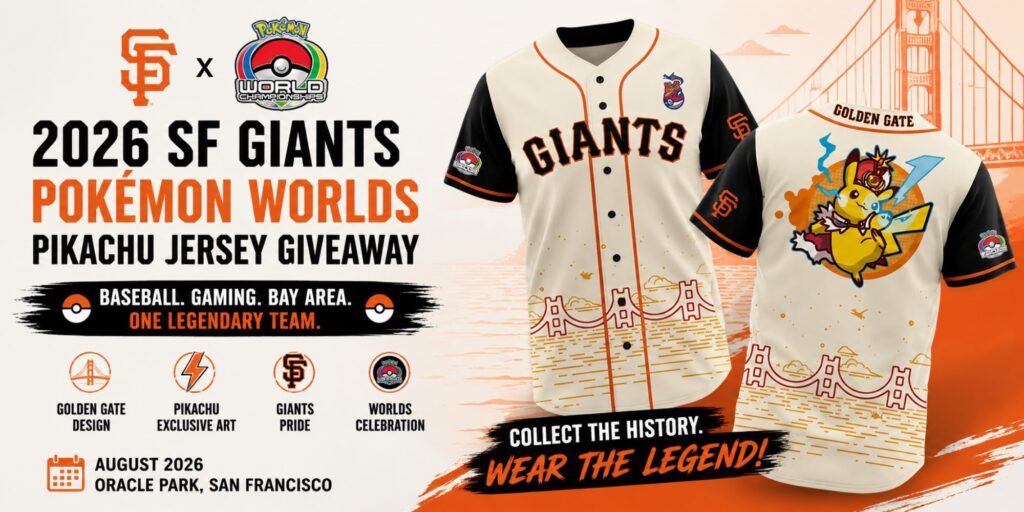 Want to Find the 2026 SF Giants Pokémon Worlds Jersey - How to Catch This Exclusive Stadium Giveaway 1 Want to Find the 2026 SF Giants Pokémon Worlds Jersey How to Catch This Exclusive Stadium Giveaway