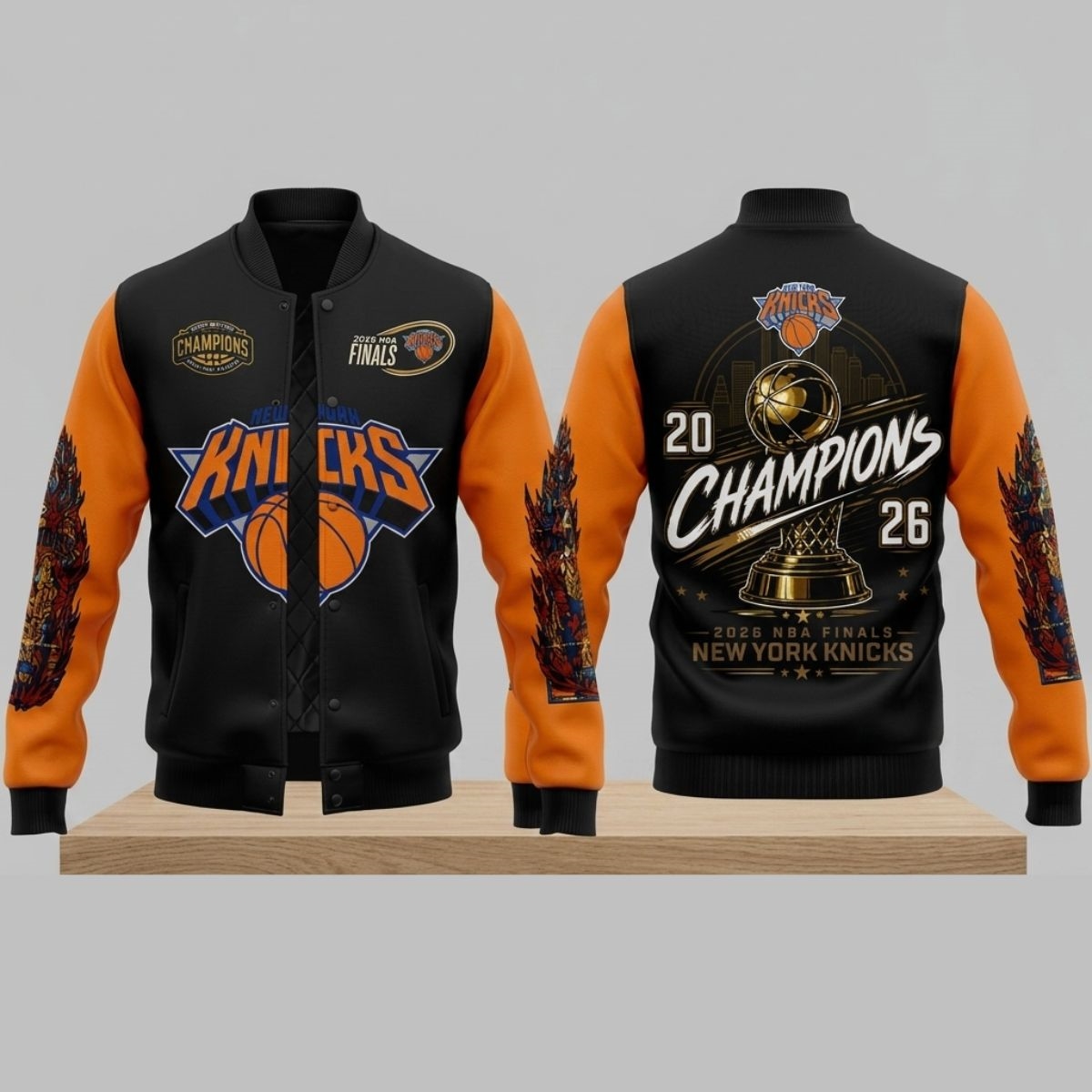 New York Knicks 2026 Champions Bomber Jacket 1 New York Knicks 2026 Champions Bomber Jacket 2