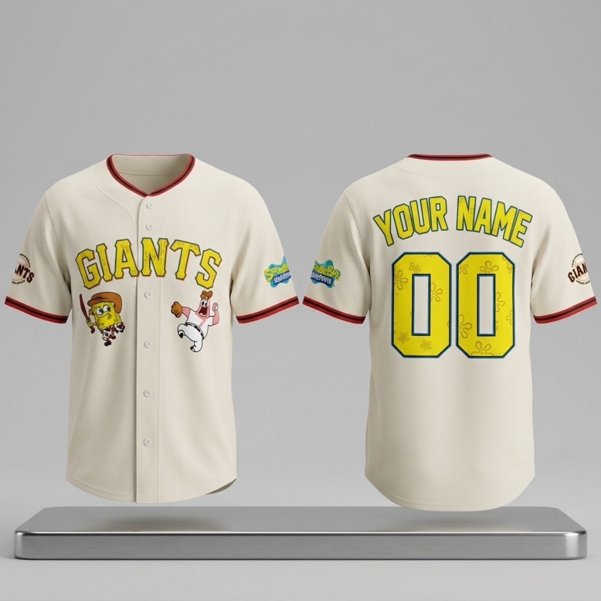 Giants x SpongeBob and Patrick Custom 2026 Baseball Jersey 1 2026 Giants x SpongeBob and Patrick Custom Baseball Jersey 2
